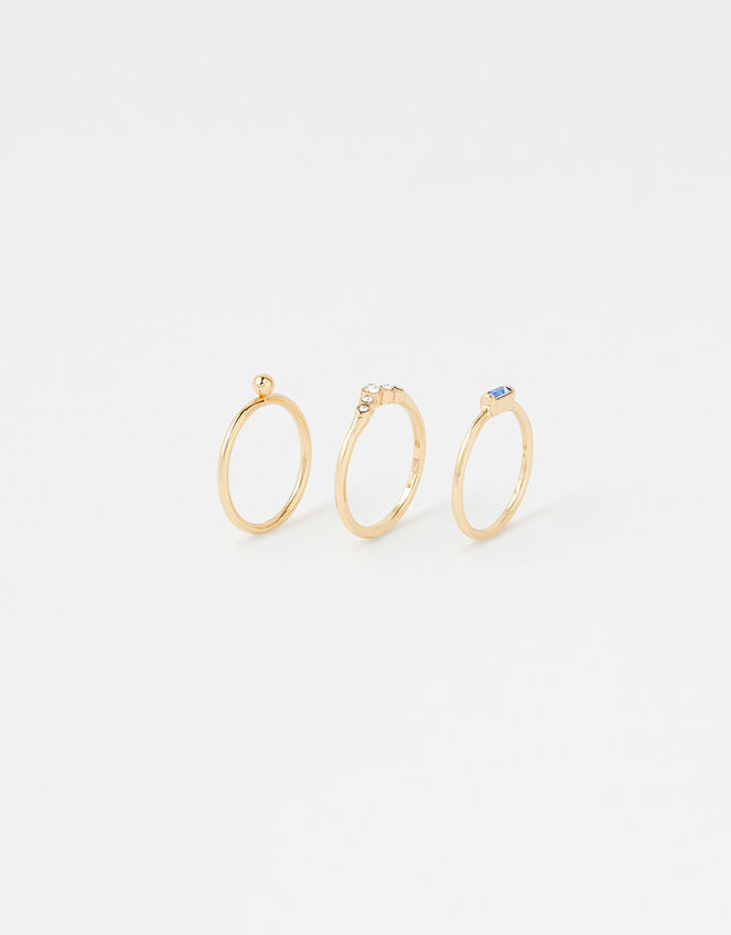 Baguette Gem Ring Set, Blue (BLUE), large