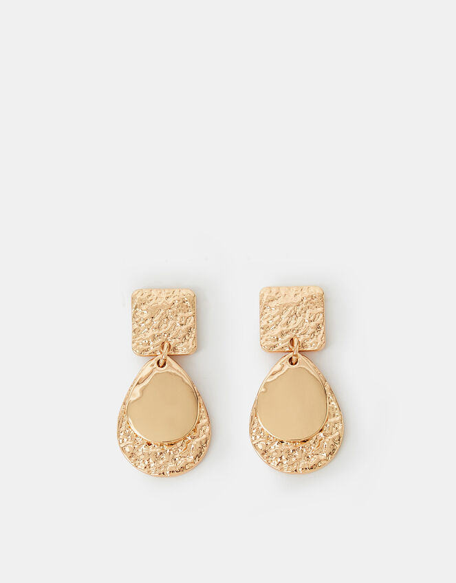 Textured Square Teardrop Earrings, , large