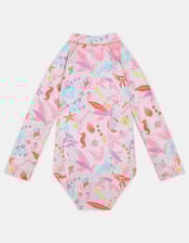 Girls Sealife Long Sleeve Swimsuit , Multi (PASTEL MULTI), large