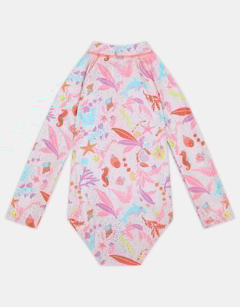 Girls Sealife Long Sleeve Swimsuit , Multi (PASTEL MULTI), large