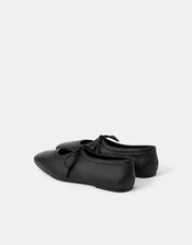 Tie Leather Ballet Flats, Black (BLACK), large