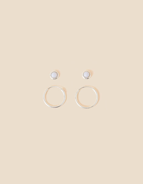 Sterling Silver Lace Agate Earrings Set of Two, , large