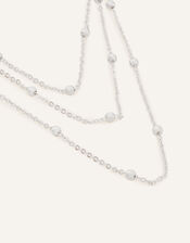 Layered Station Bead Necklace, Silver (SILVER), large