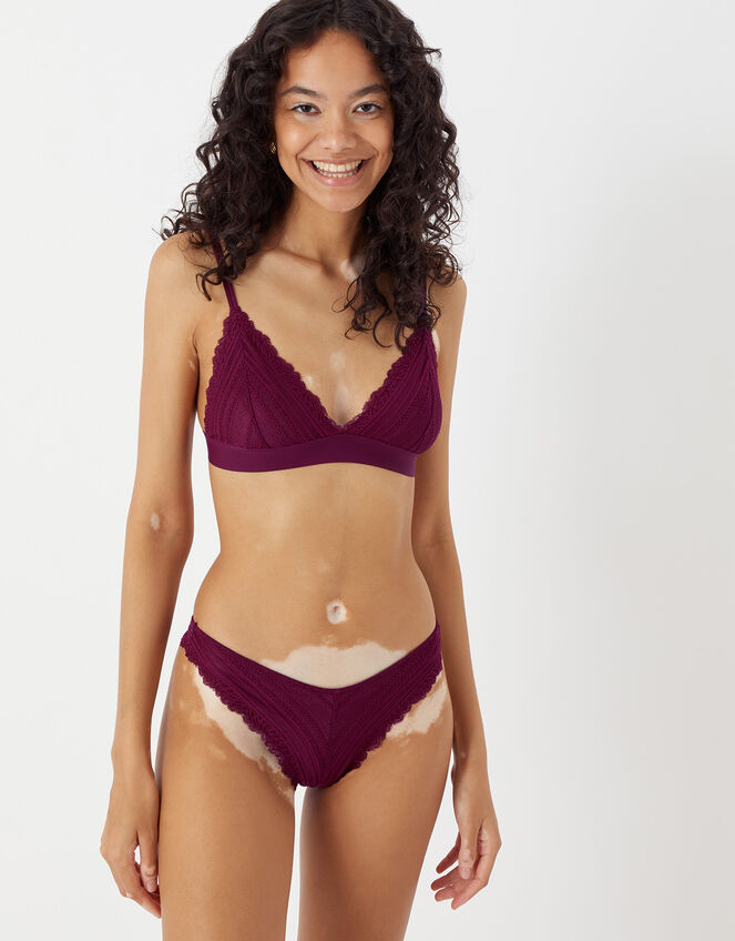 Geometric Lace Brazilian Briefs, Red (BURGUNDY), large