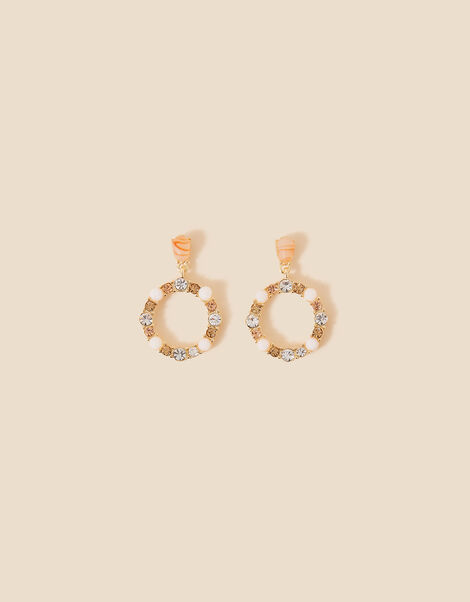 Eclectic Stone Circle Drop Earrings, , large