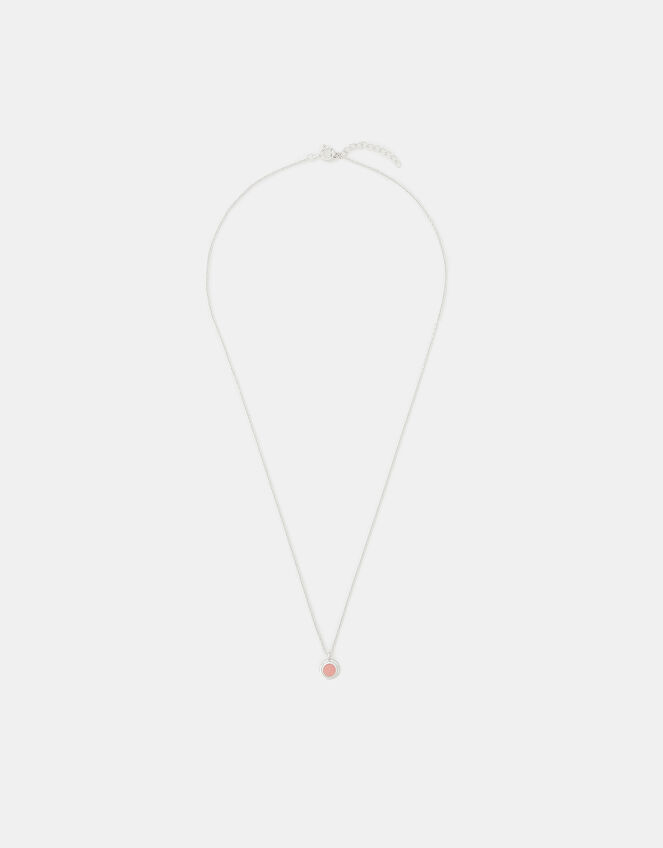 Sterling Silver Healing Stone Pendant Necklace, Pink (PINK), large