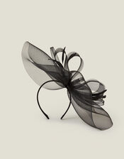 Large Crin Fascinator, Black (BLACK), large