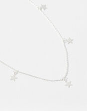 Sterling Silver Star Station Necklace, , large