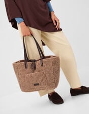 Reversible Faux Shearling Shoulder Bag, , large