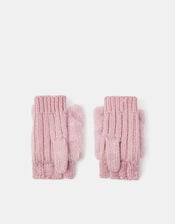 Girls Cat Fingerless Mitten Gloves, Pink (PINK), large