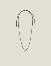 Sterling Silver-Plated Bow Cord Necklace, , large