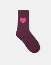 Heart Print Socks, Red (BURGUNDY), large