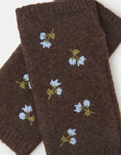 Floral Embroidered Fingerless Gloves, , large