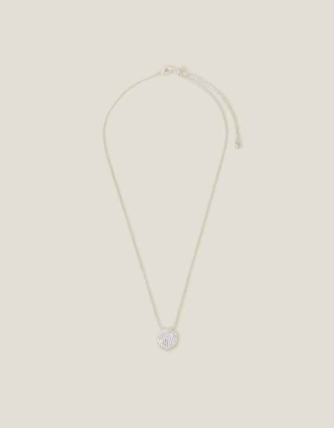 Sterling Silver-Plated Shell Necklace, , large