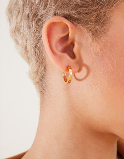 14ct Gold-Plated Crystal Star Chunky Hoops, , large