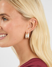 Mixed Metal Chunky Hoop Earrings, , large