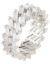 Baguette Crystal Double-Row Ring, White (CRYSTAL), large