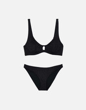 Leopard Print Jacquard Bikini Top, Black (BLACK), large
