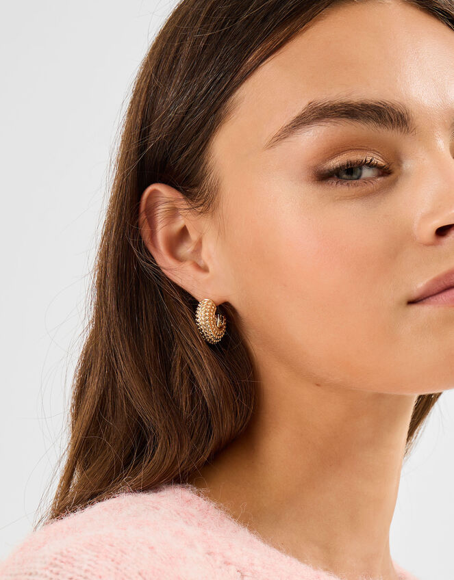 Mini Bobble Texture Hoop Earrings, , large