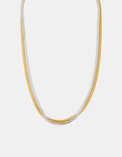 Stainless Steel Mixed Metal Omega Layered Necklace, , large