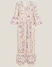 Stripe Flute Sleeve Dress, Multi (MULTI), large
