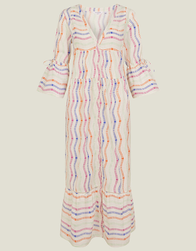 Stripe Flute Sleeve Dress, Multi (MULTI), large