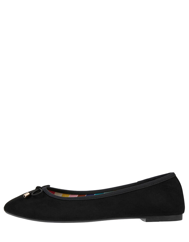 Ballerina Flats with Rainbow Lining, Black (BLACK), large