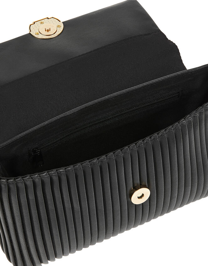 Pleated Cross-Body Bag, Black (BLACK), large