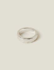 Sterling Silver-Plated Hammered Ring, Silver (ST SILVER), large