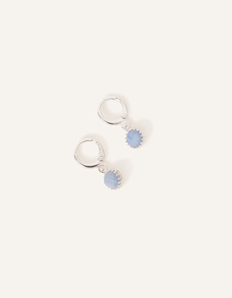 Sterling Silver-Plated Aventurine Drop Earrings, , large