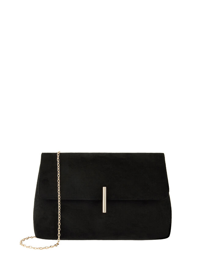 Natasha Suedette Clutch Bag with Chain, , large