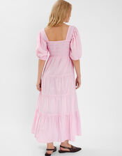 Cherry Gingham Puff-Sleeve Maxi Dress, Pink (PINK), large