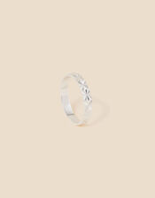 Sterling Silver Diamond Cut Band Ring , White (ST CRYSTAL), large