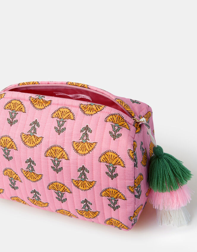 Floral Block Print Wash Bag, , large