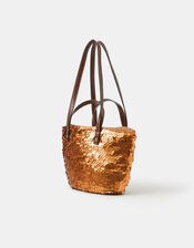 Sequin Woven Beach Bag, , large