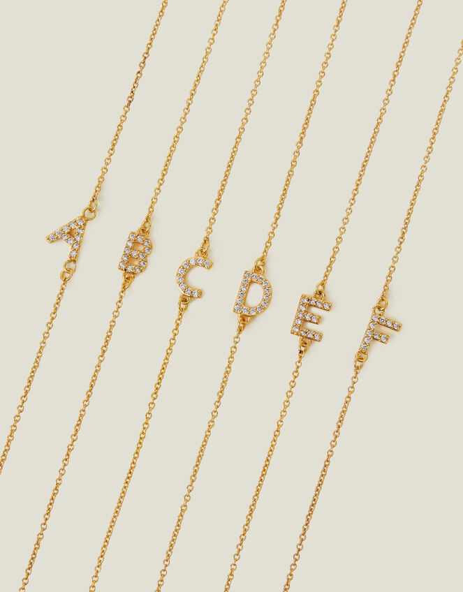 14ct Gold-Plated Sparkle Initial Bracelet, Gold (GOLD), large