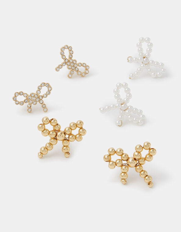 3-Pack Bow Stud Earrings, , large