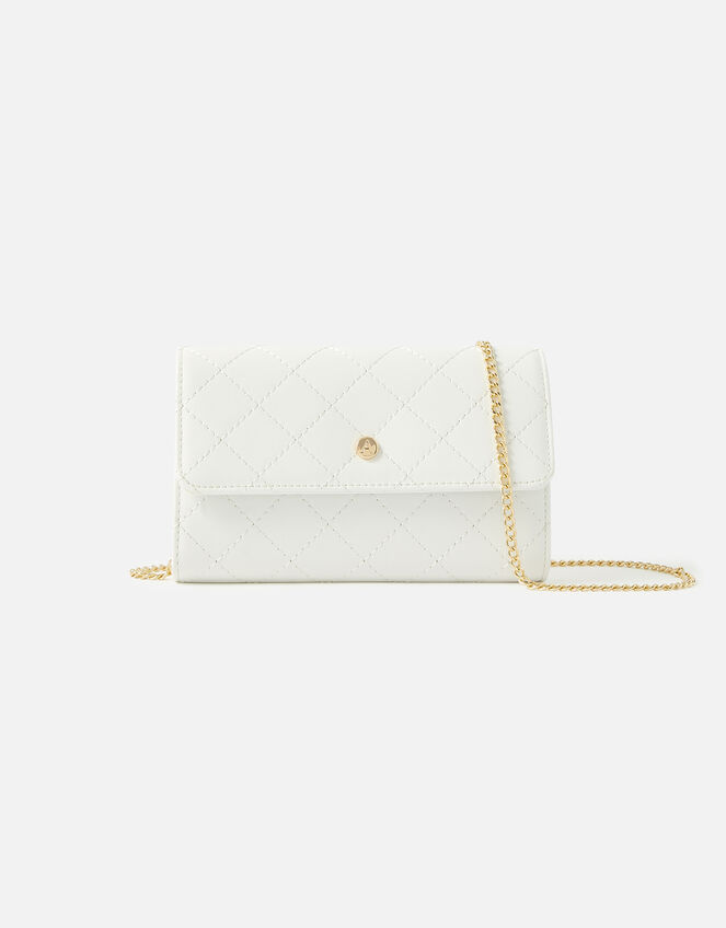 Quilted Mini Purse Bag, White (WHITE), large