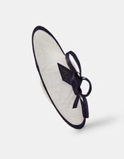 Bow Two Tone Fascinator, Blue (NAVY), large