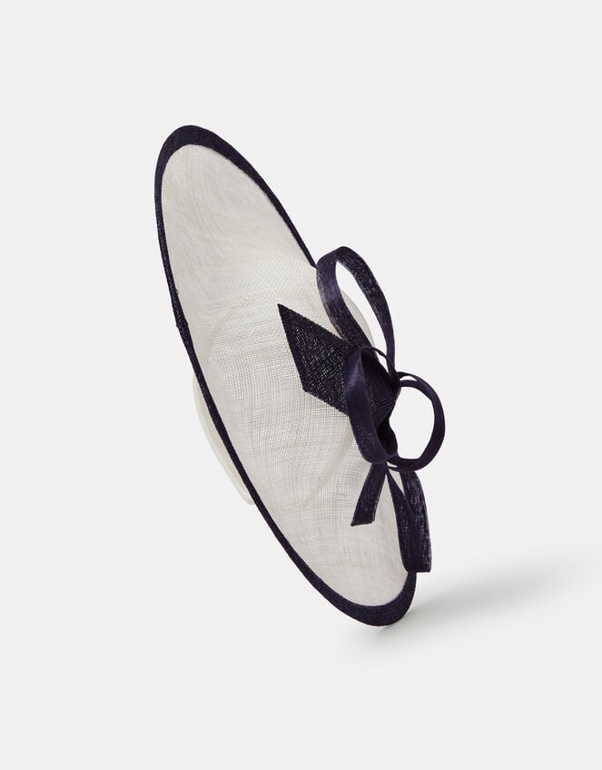 Bow Two Tone Fascinator, Blue (NAVY), large
