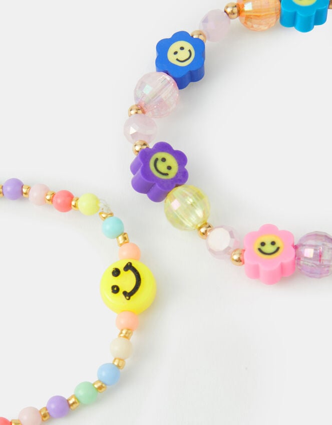 2-Pack Girls Happy Flower Beaded Bracelets, , large