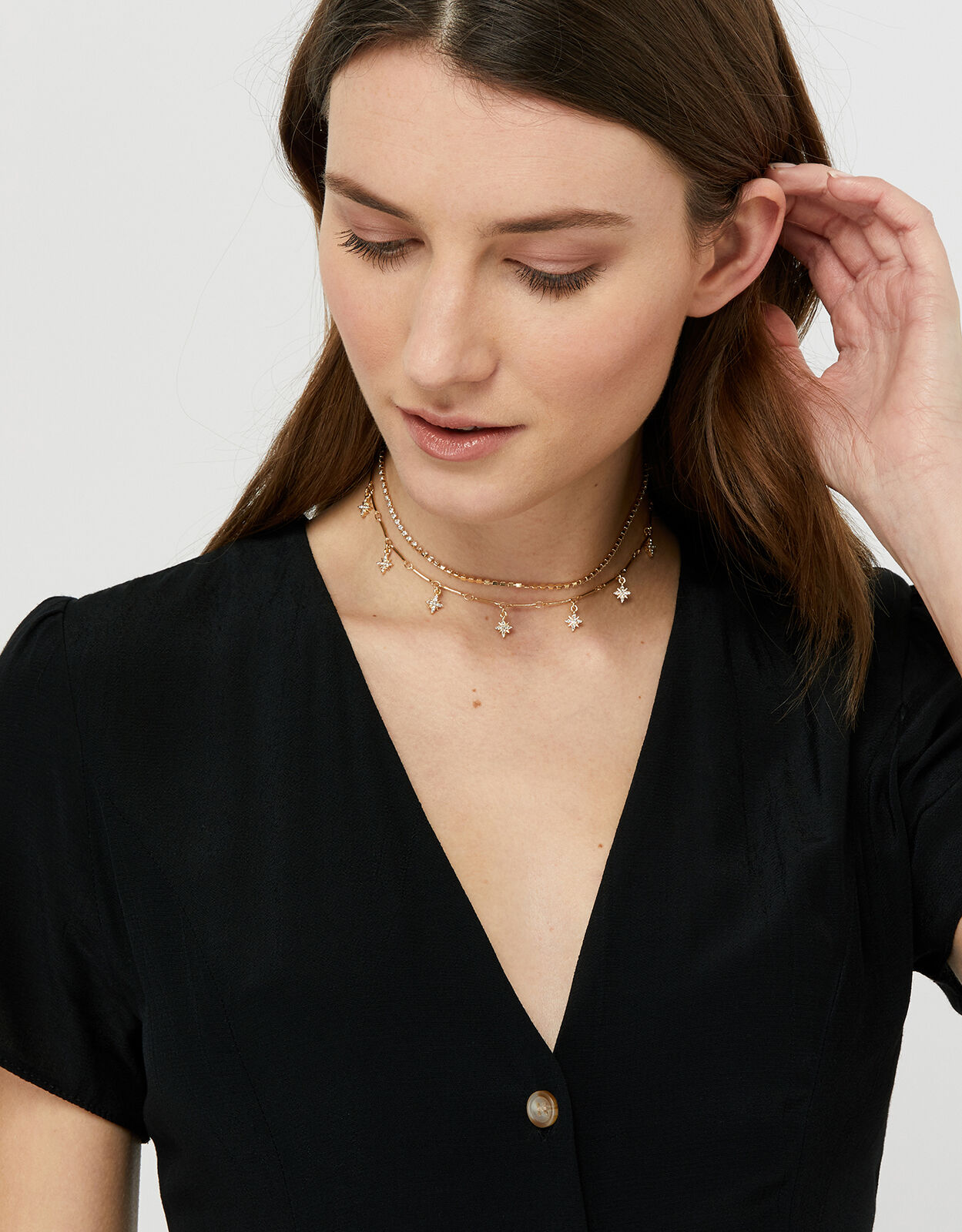 Gold sparkly choker necklace store