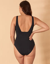 Scallop Shaping Swimsuit, Black (BLACK), large