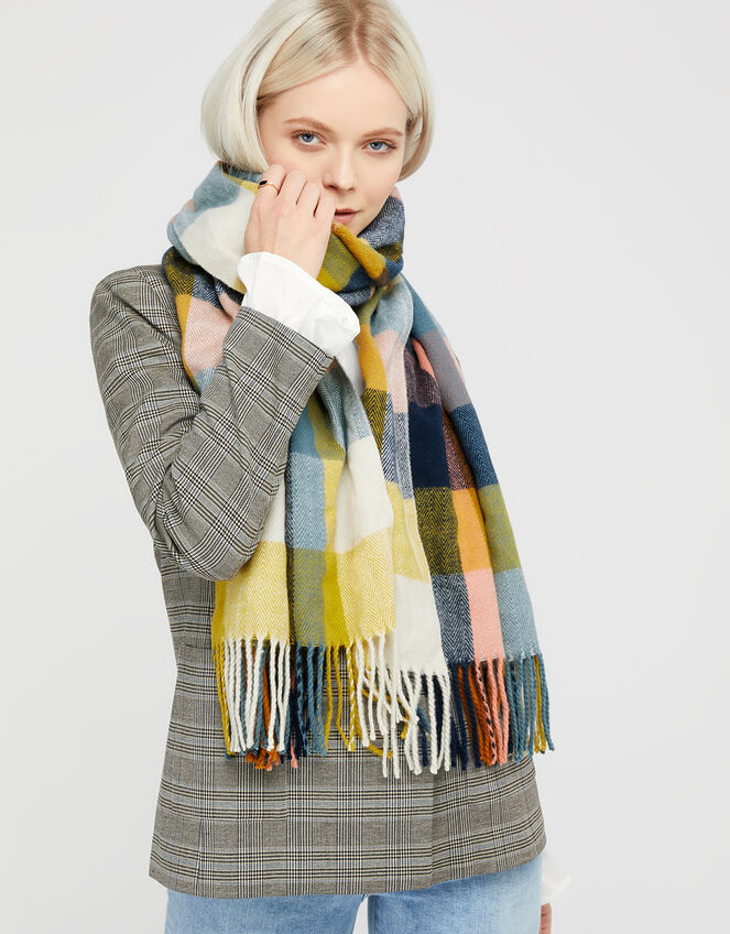 Sadie Oversized Check Blanket Scarf, , large