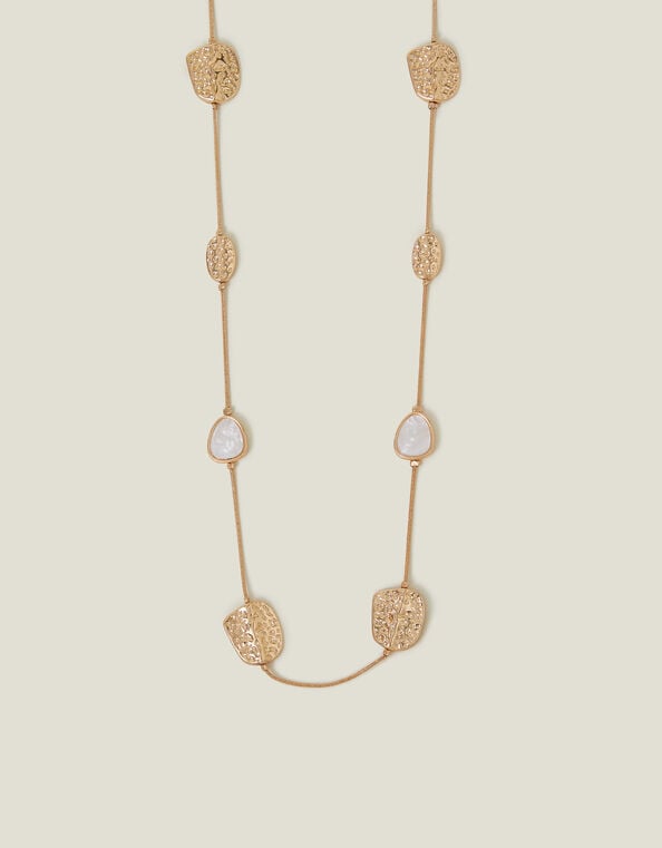 Long Textured Pendant Station Necklace, , large