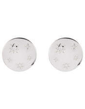 Sterling Silver Star Button Stud Earrings, , large