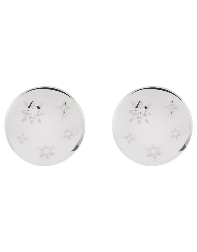Sterling Silver Star Button Stud Earrings, , large