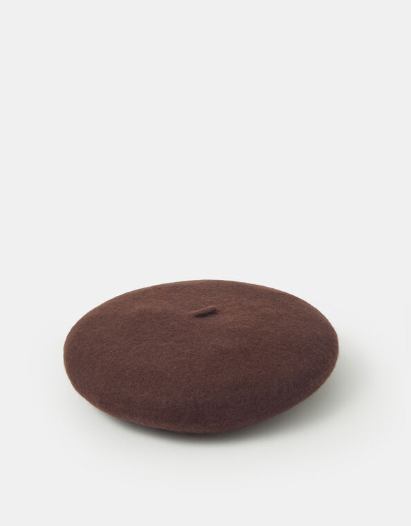 Wool Beret, Brown (CHOCOLATE), large