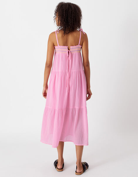Smocked Tiered Maxi Dress Pink, Pink (PINK), large