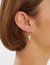 3-Pack Evil Eye Charm Hoop Earrings, , large